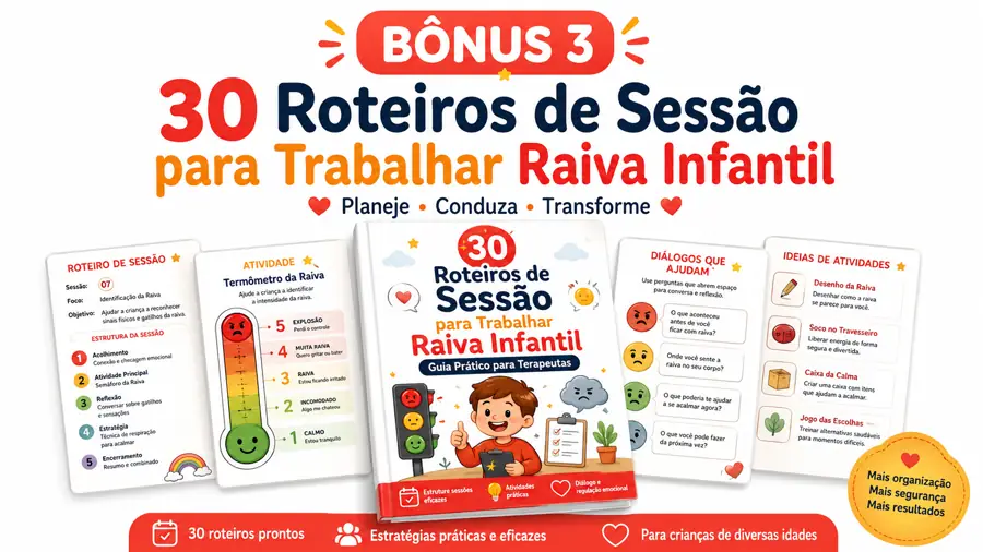 30 Roteiros de Sessão para Trabalhar Raiva Infantil